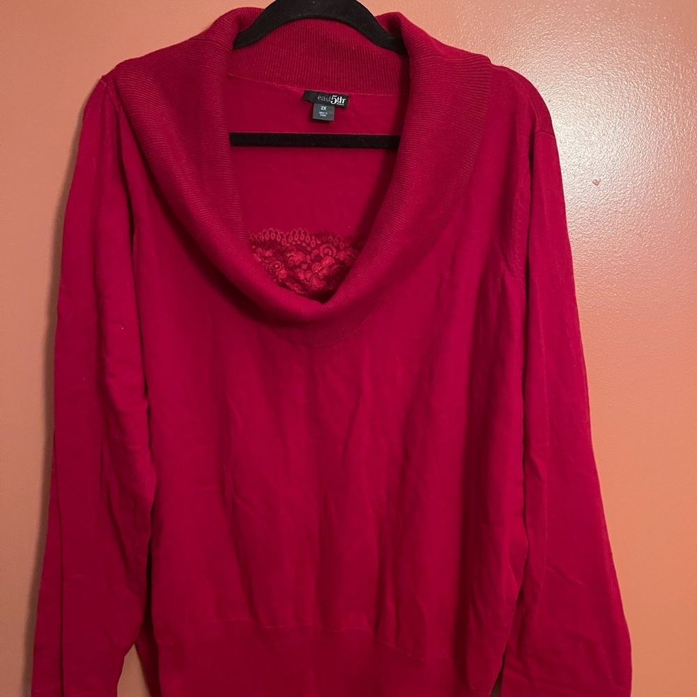 Sweater, Red Size 2X,Cowl- Neck, By East 5th woman